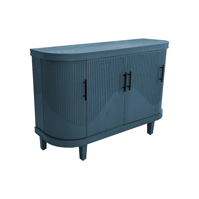Modern Curved Sideboard Storage Cabinet with 4 Doors and Adjustable Shelves