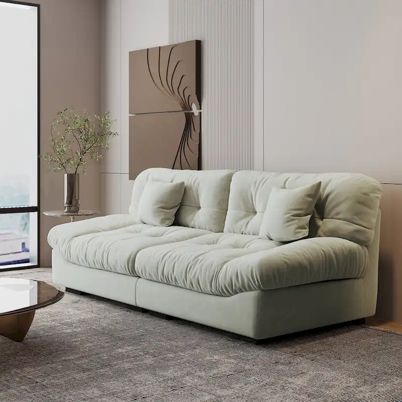 Modern Sanded Velvet Cloud Loveseat Sofa Sectional Couch for Living Room