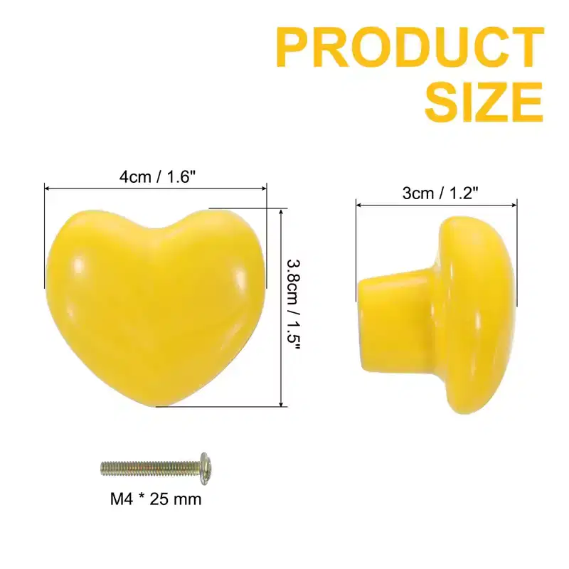 Unique Bargains Heart-Shaped Ceramic Drawer Knobs with Screw for Cupboard Wardrobe 4 Pcs