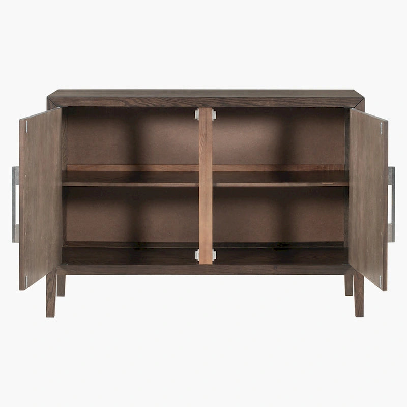 2-Door Wood Cabinet with Adjustable Shelf and Oak Legs