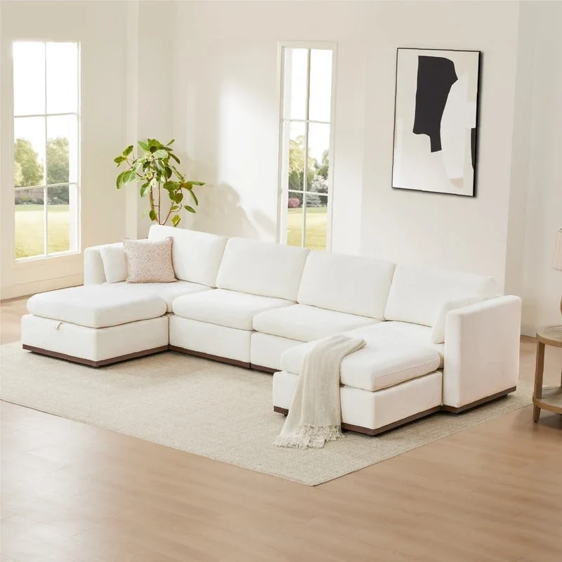 Donna Oversized Modular Sectional Fabric Sofa with Upgraded Wood Base
