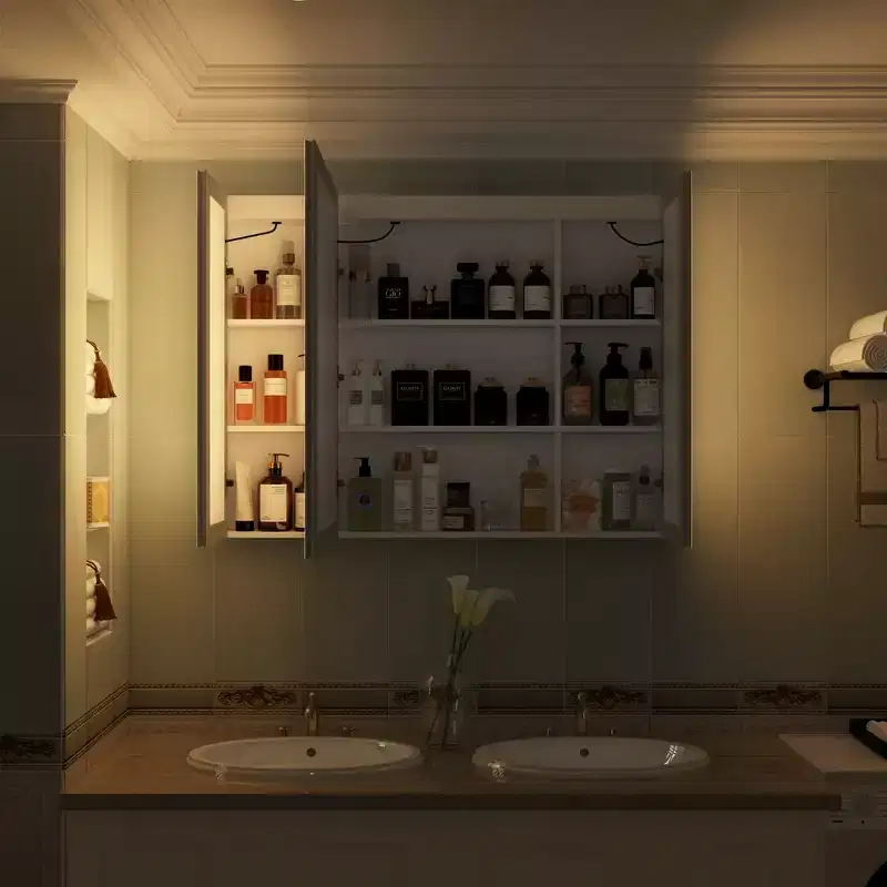 LED Lighted Medicine Cabinet with Defogging Function, Adjustable Lighting & Ample Storage for Bathroom