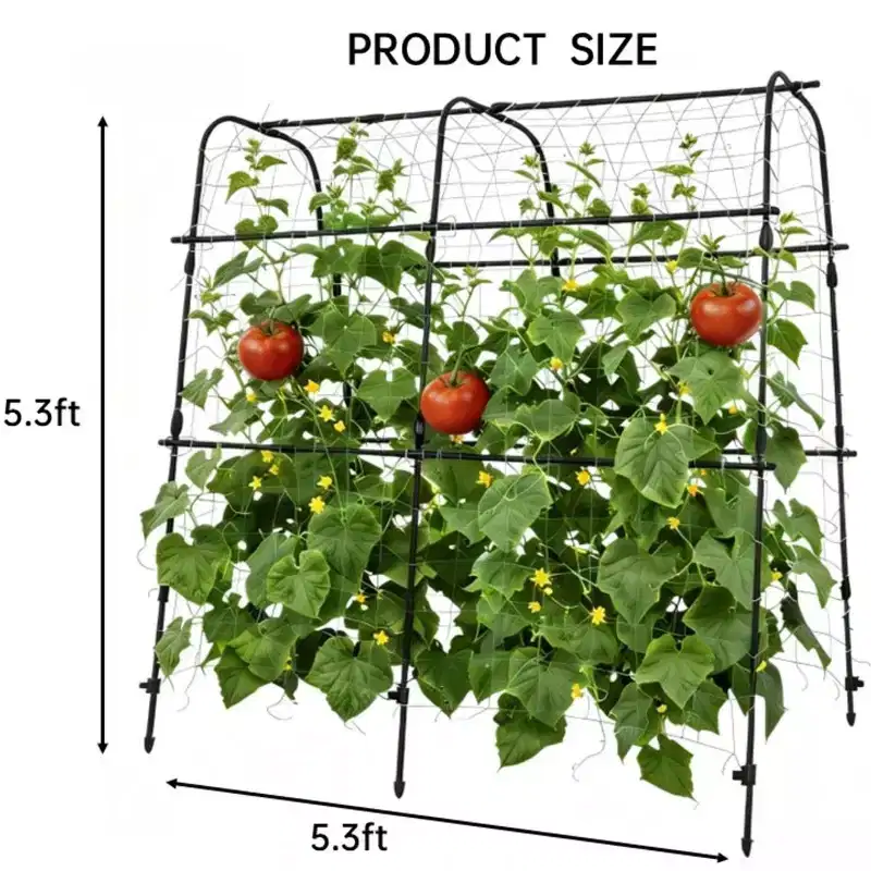 Garden Arch Trellis for Raised Beds, 5.3x5.3 FT Rust-Resistant Plant Support, Black Outdoor Trellis for Cucumbers Melons Grapes & Roses