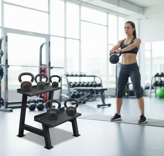 Heavy-Duty Steel Commercial Kettlebell Storage Rack ¨C Compact Gym Organizer for Kettlebells ¨C Space-Saving Weight Rack for Home Gym