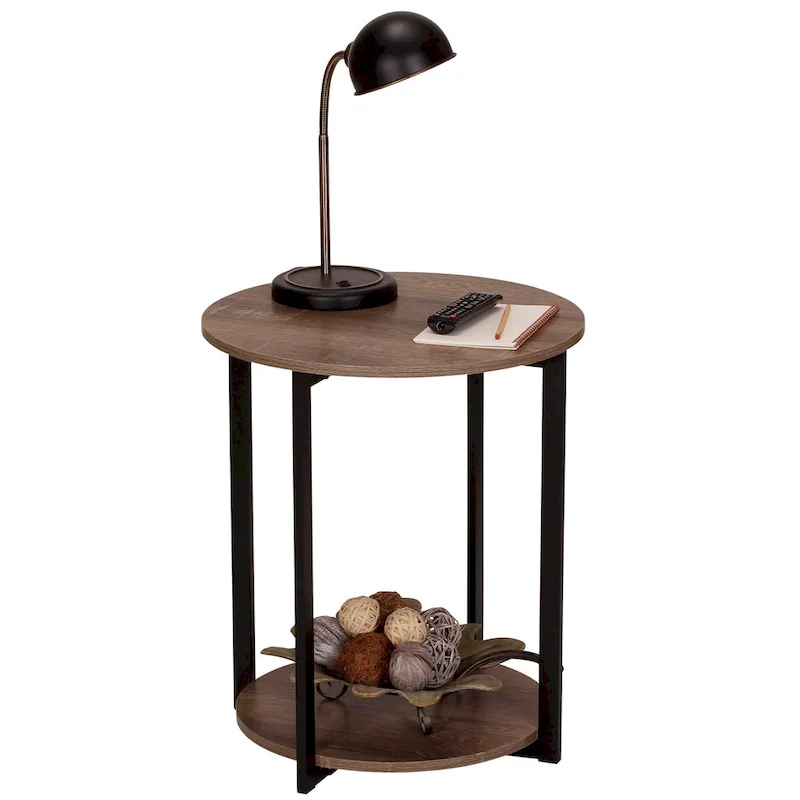 Household Essentials Side End Table with Storage Shelf