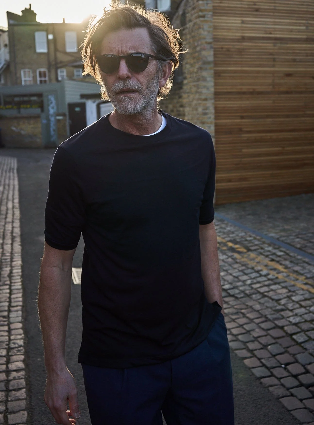 Merino Wool Jersey Navy T-Shirt