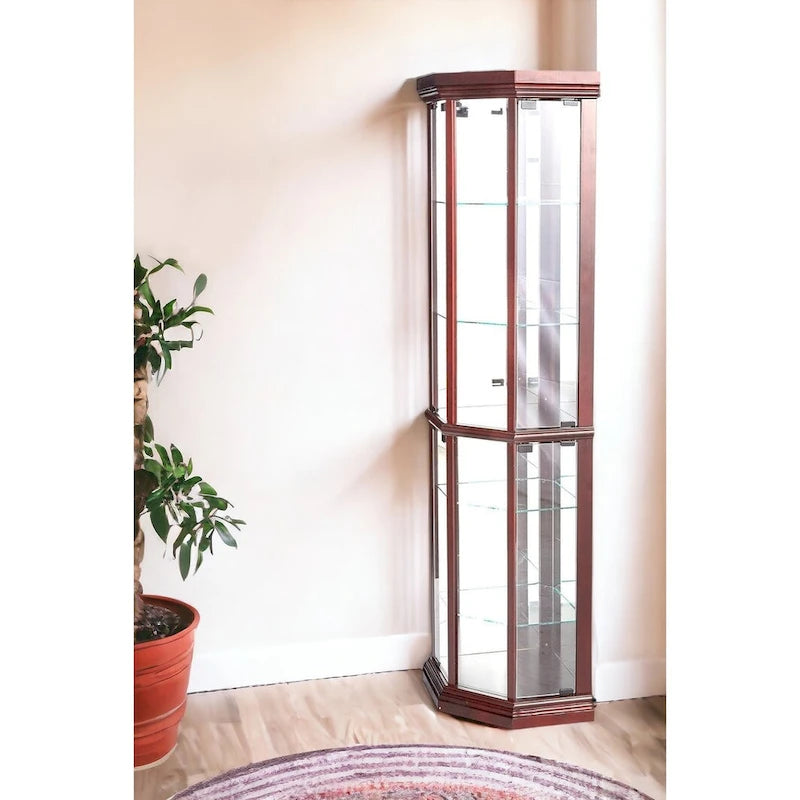 Dark Brown Glass Display Cabinet Stand for 1 Person, 16W x 71H