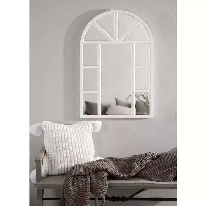 Windowpane Mirror �C 24x36, White, Cathedral-Style
