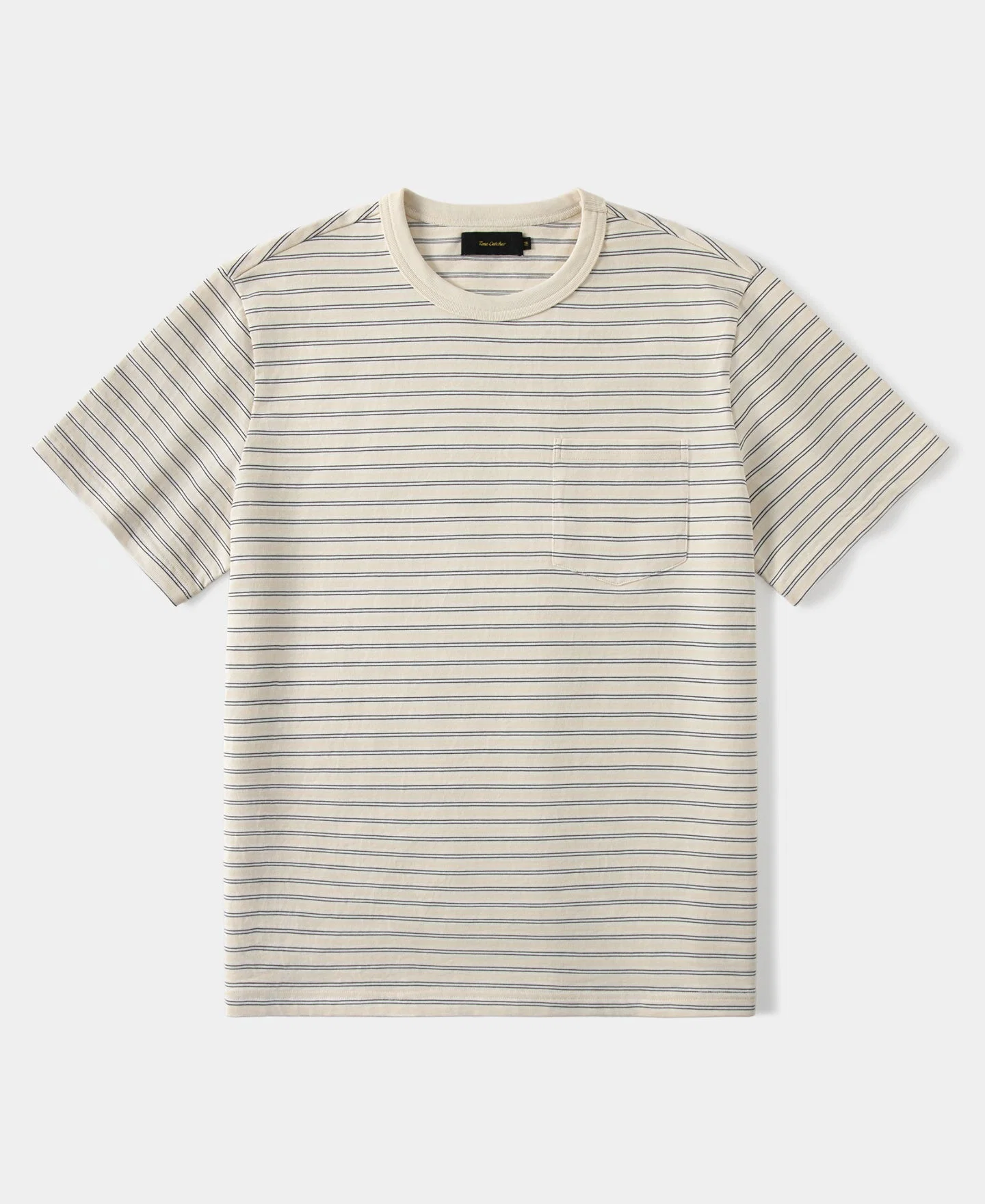 Heavyweight Cotton Striped Pocket T-Shirt - Apricot
