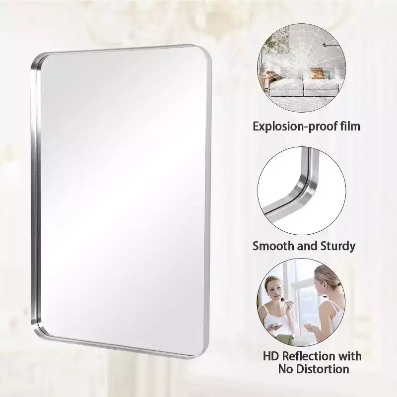 HOMLUX Wall Mount Bathroom Mirror Rectangular Vanity Wall Mirror Vertical Horizontal,Black/Gold
