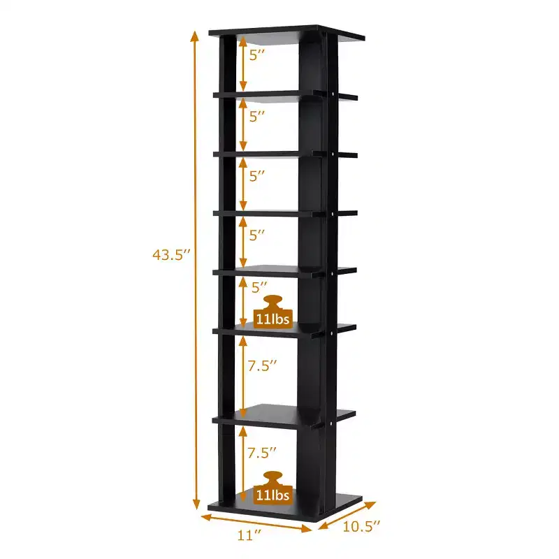Costway Wooden Shoes Storage Stand 7 Tiers Shoe Rack Organizer Multi-shoe Rack Shoe box White/Black
