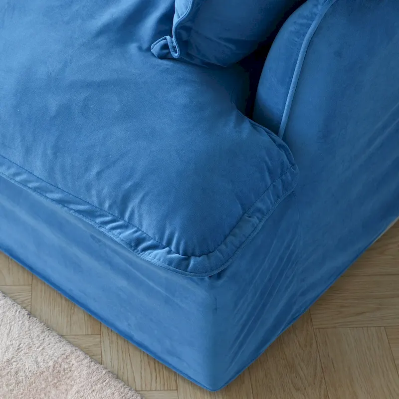 Cloud Sectional Sofa Down Feather Modular Couch L-shaped Velvet Wide Deep Seat Convertible Sofa.
