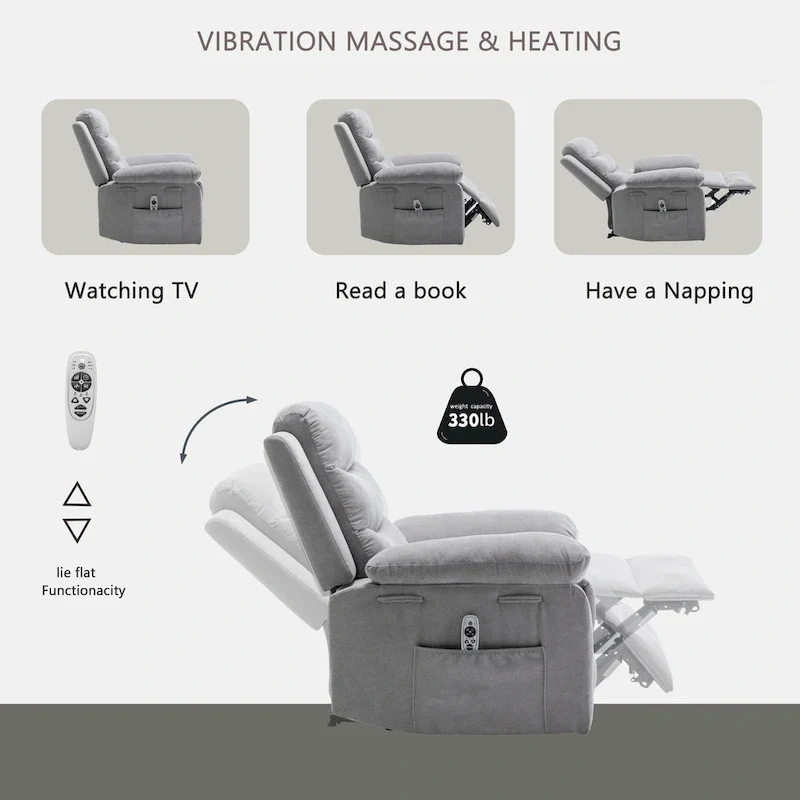 Power Recliner Chair with Heat & Vibration Massage