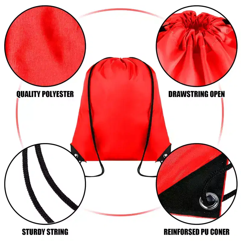 Narwey 60 Pieces Drawstring Backpack Bulk Cinch Sackpack Ployster Drawstring Bags(Red)