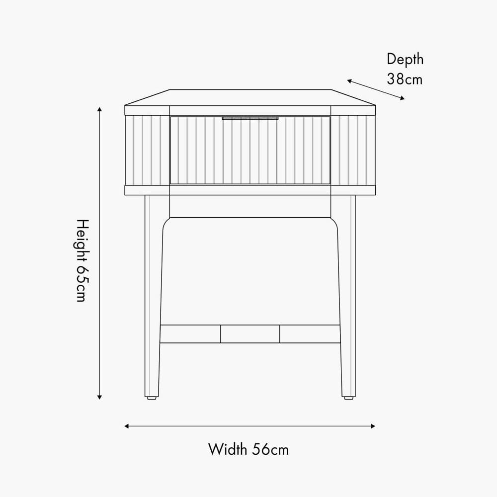 Dark Brown Ribbed Oak 1 Drawer Bedside Table