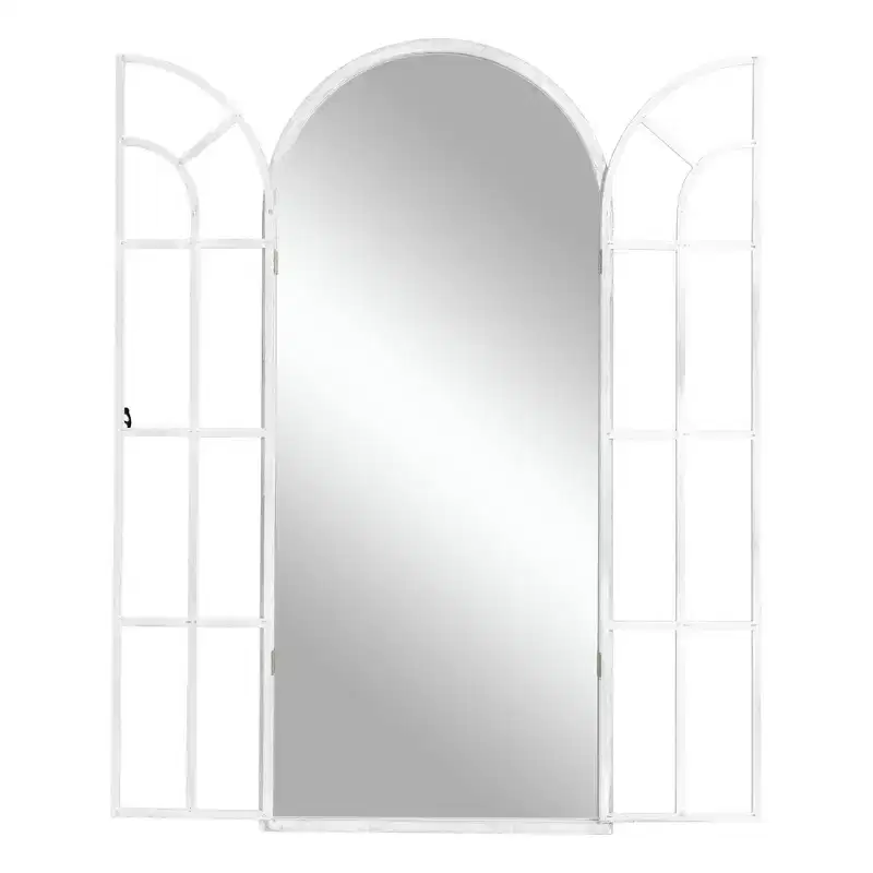 Arched Wood Frame Window Mirror - Full Length