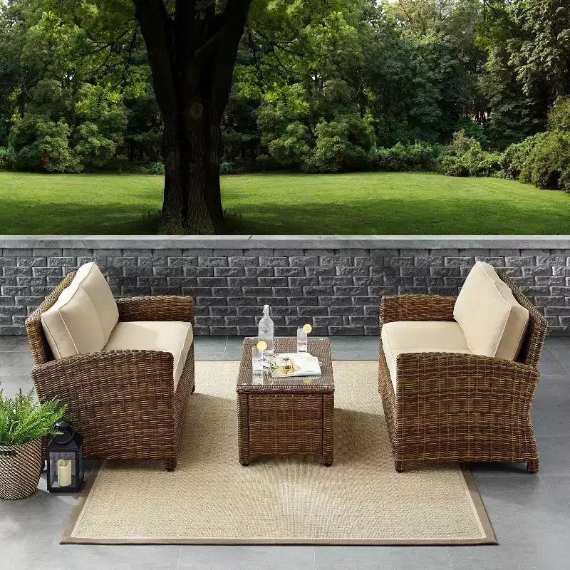 Bradenton 3pc Outdoor Wicker Seating Set - Crosley