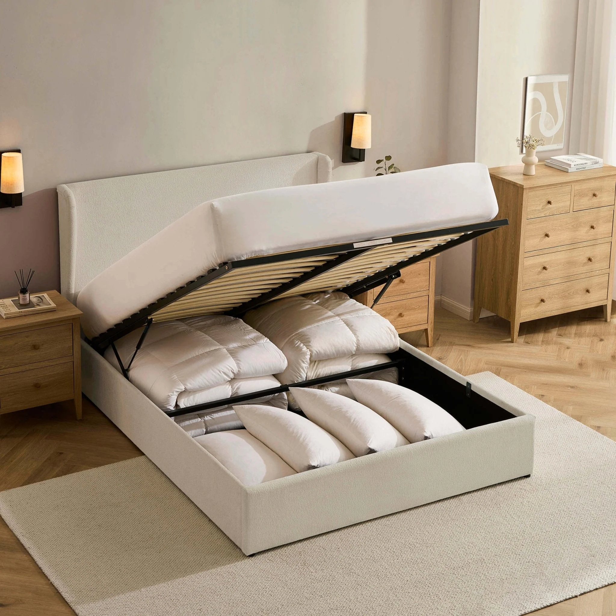 Storage Bed - Chenille Ecru