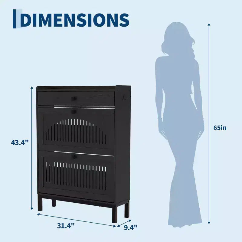 Shoe Storage Cabinet with 2 Flip Drawer, Shoes Organizer with with Top Drawer, Adjustable Shoe Rack