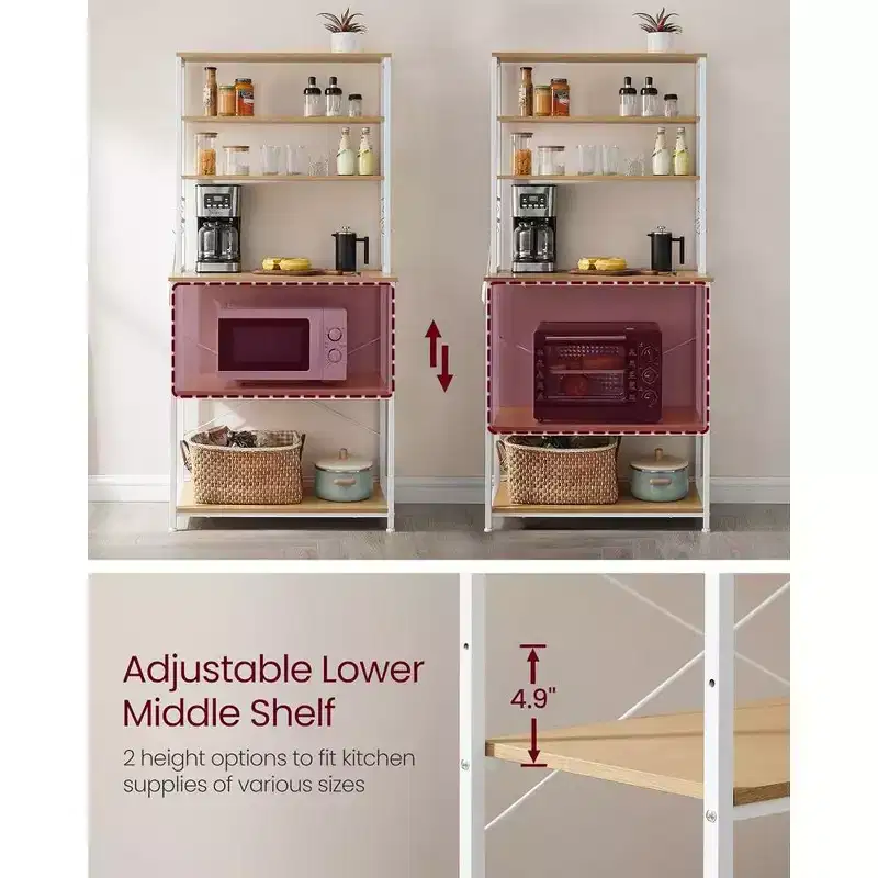 Baker's Rack Microwave Oven Stand – Kitchen Tall Utility Storage Shelf