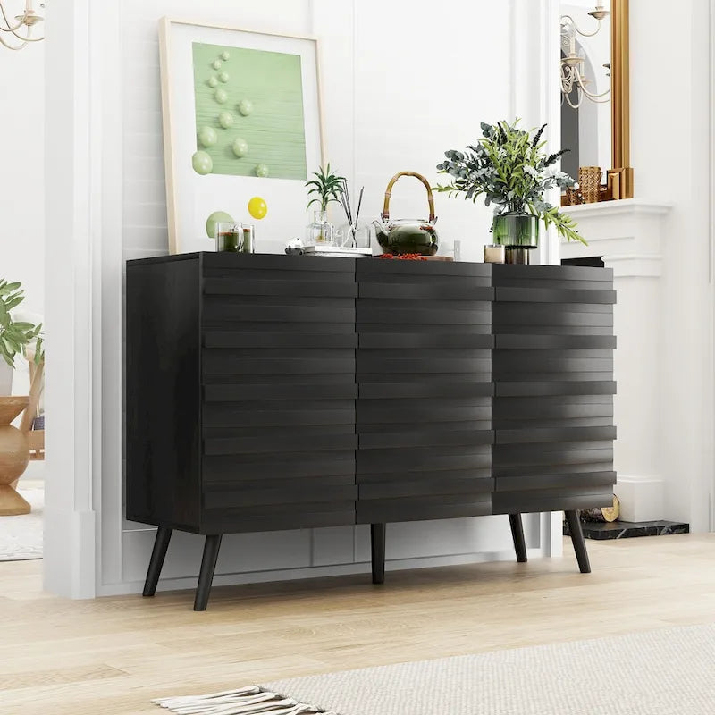Sleek Black Buffet Cabinet Home Decor Console Table Side Table Wood