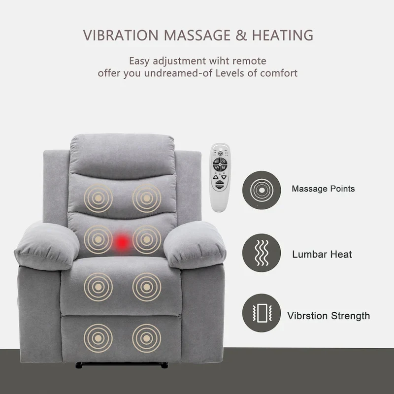 Power Recliner Chair with Heat & Vibration Massage