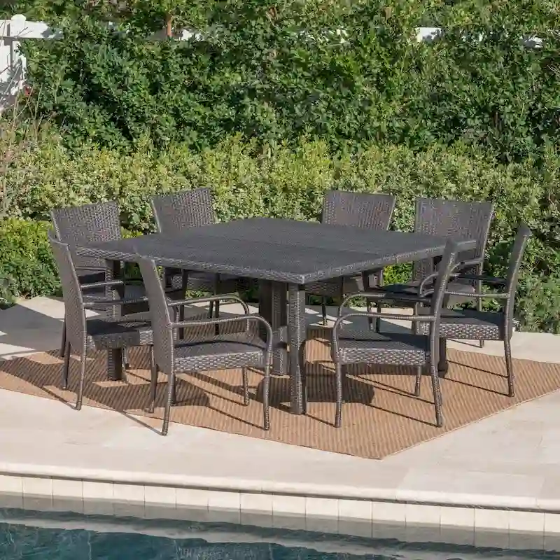 Fiona Outdoor 9-piece Wicker Dining Set by Christopher Knight Home