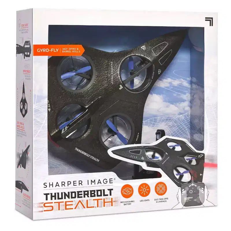 Sharper Image Thunderbolt Stealth Drone: Remote Controlled, Gyroscopic Stabilization, Indoor Use, Beginner Skill Level