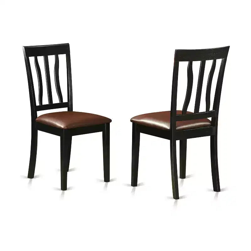 HomeStock 3-Piece Black and Cherry Finish Round Solid Wood Top Dining Table Set
