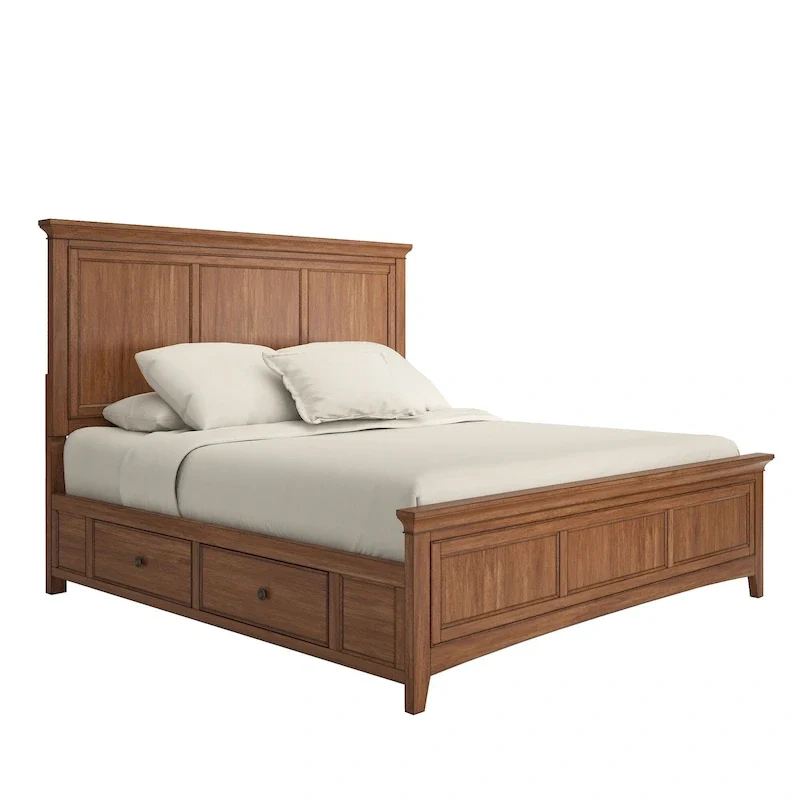King Size Wood Panel Platform Storage Bed