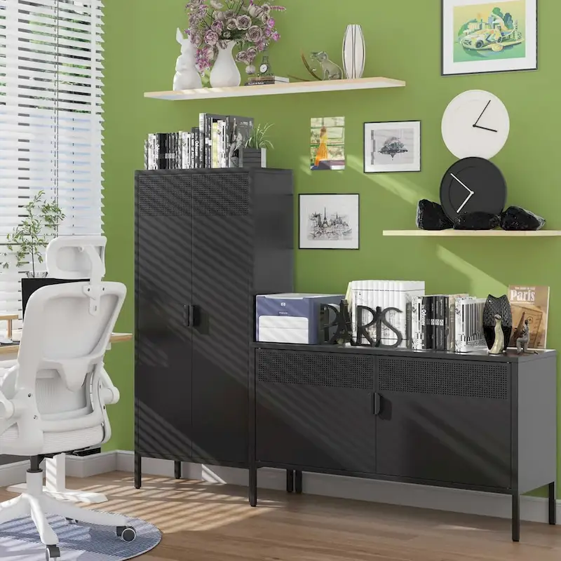 61 Inches High Metal Food Storage Cabinet, Equipped With Adjustable Shelves And Suitable For Homes And Kitchens