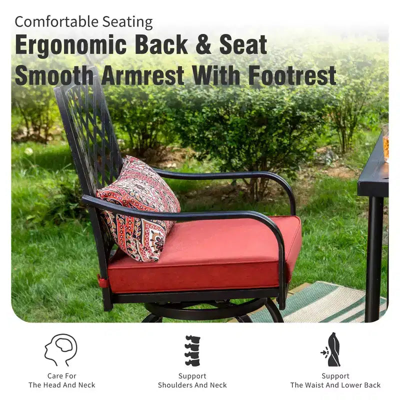 Captiva Designs 5pc Outdoor Patio Cross Bracket Rectangle Steel Bar Table & High Bar Stools