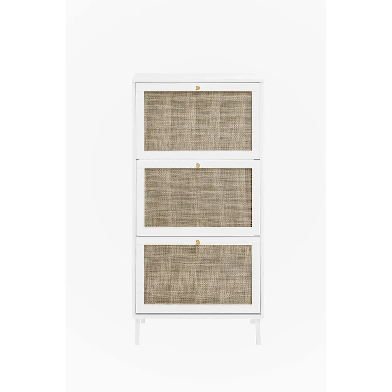 Rattan 3-Door Shoe Rack