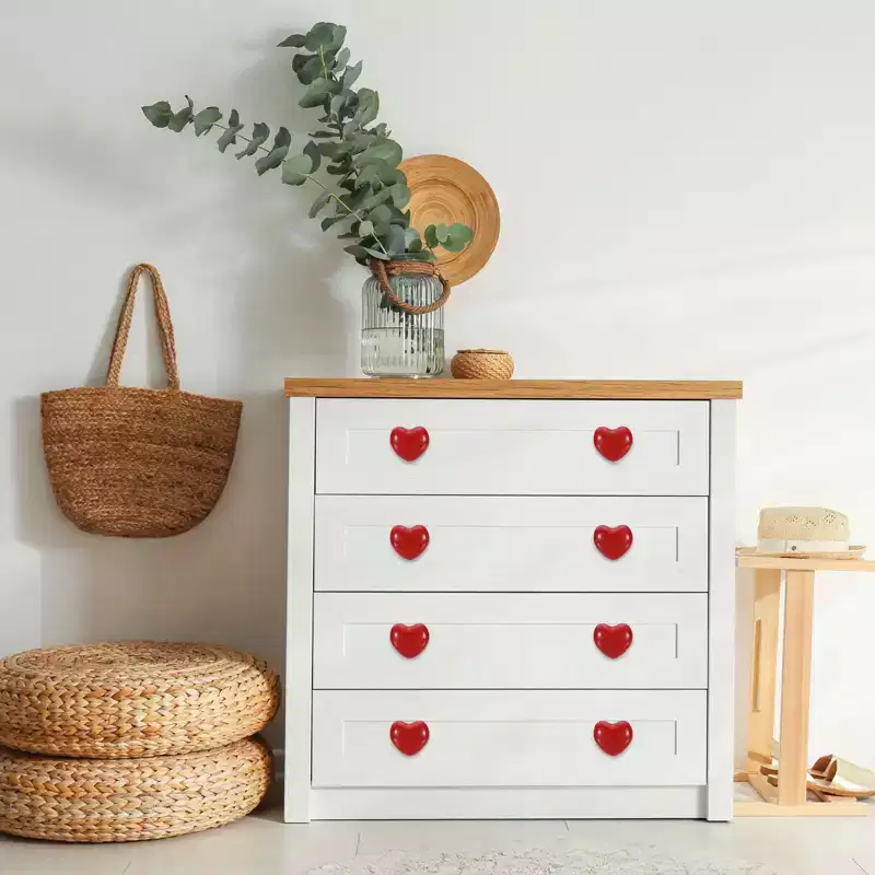 Unique Bargains Heart-Shaped Ceramic Drawer Knobs with Screw for Cupboard Wardrobe 2 Pcs