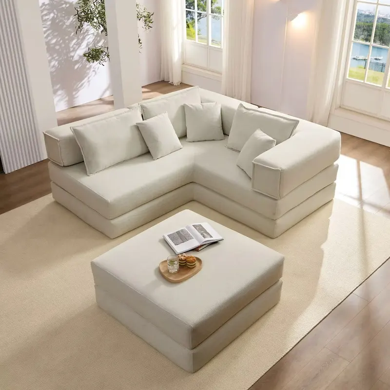 118.2 Oversized Upholstered Sectional Sofa, DIY Corduroy Sofa