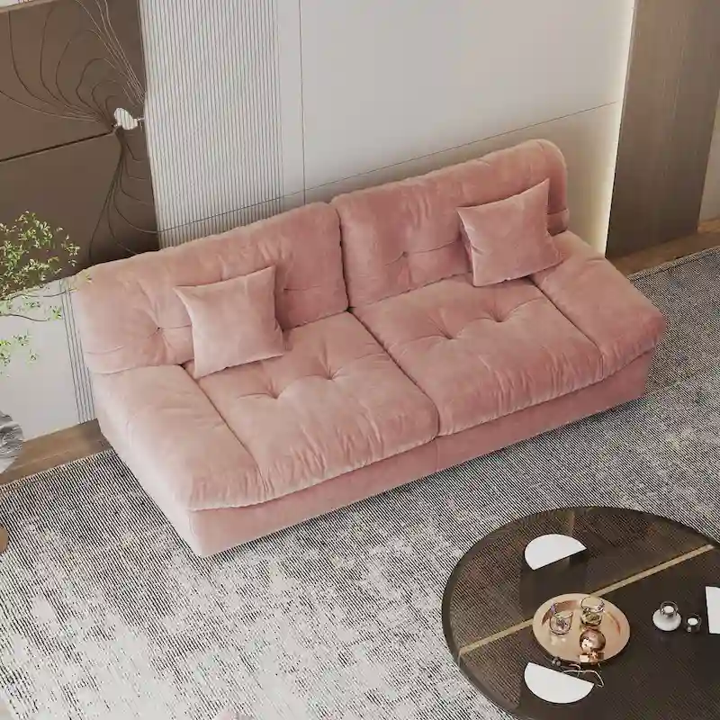Modern Sanded Velvet Cloud Loveseat Sofa Sectional Couch for Living Room