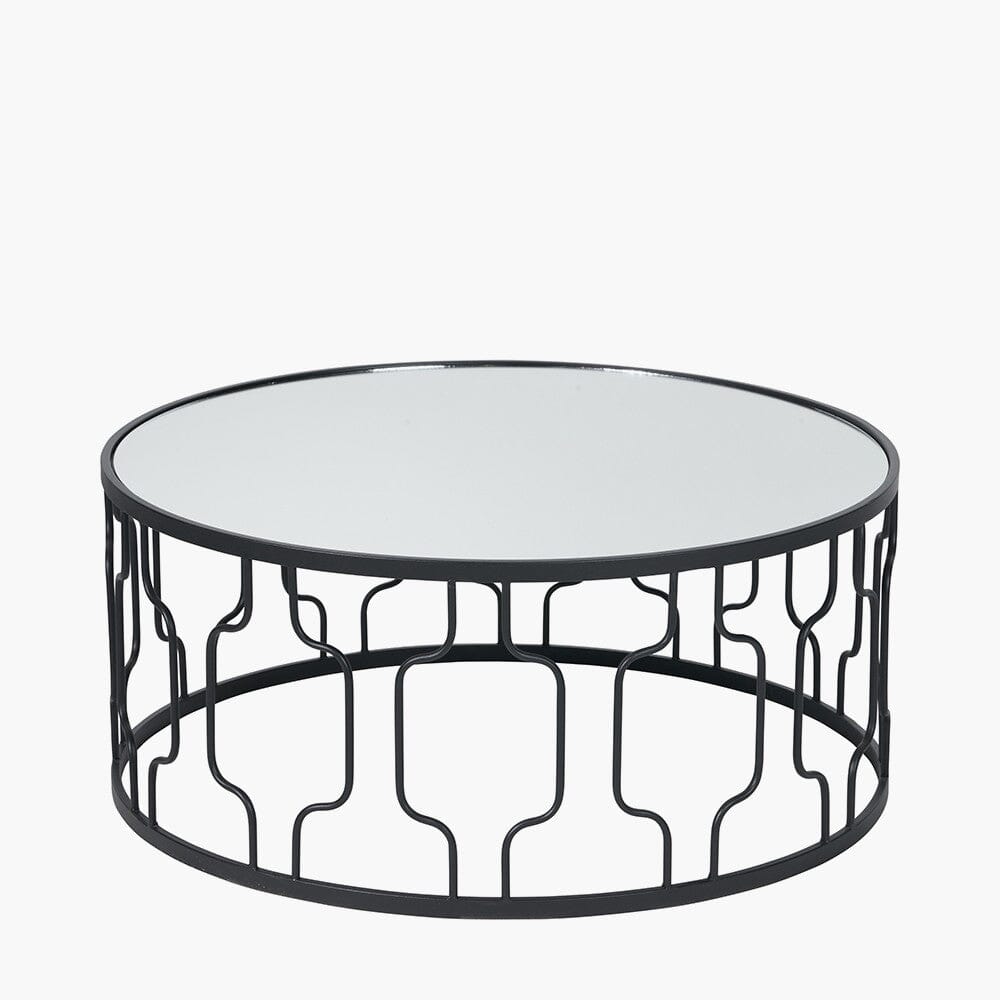Black Metal Coffee Table with Mirrored Top