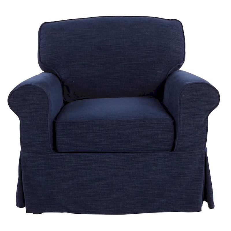 Arm Chair with Removable Washable Slip Cover – Solid Wood Frame, 3 Colors