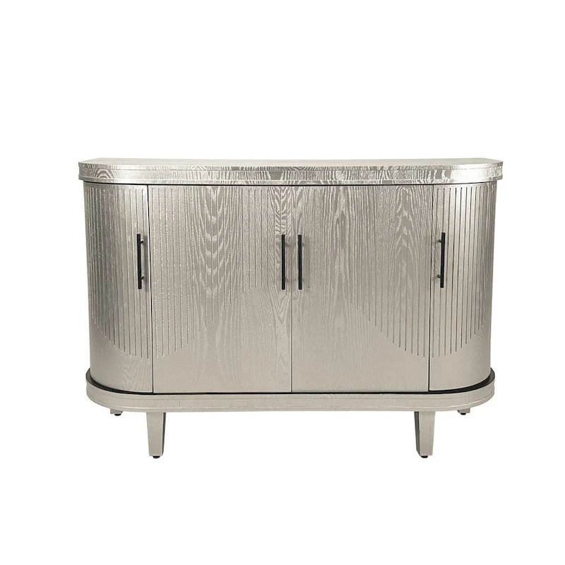 Modern Curved Sideboard Storage Cabinet with 4 Doors and Adjustable Shelves