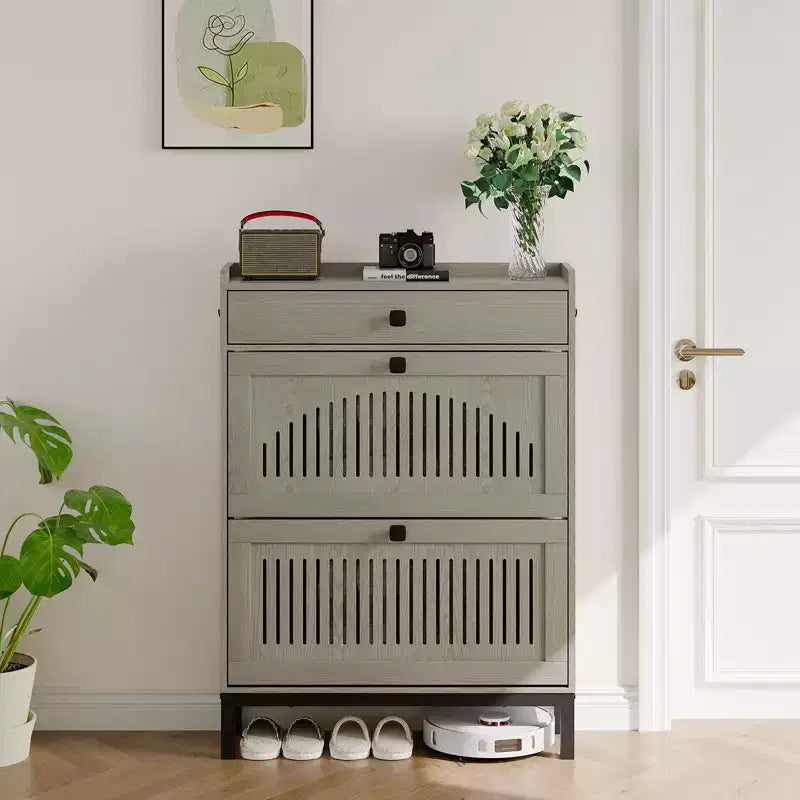 Shoe Storage Cabinet with 2 Flip Drawer, Shoes Organizer with with Top Drawer, Adjustable Shoe Rack