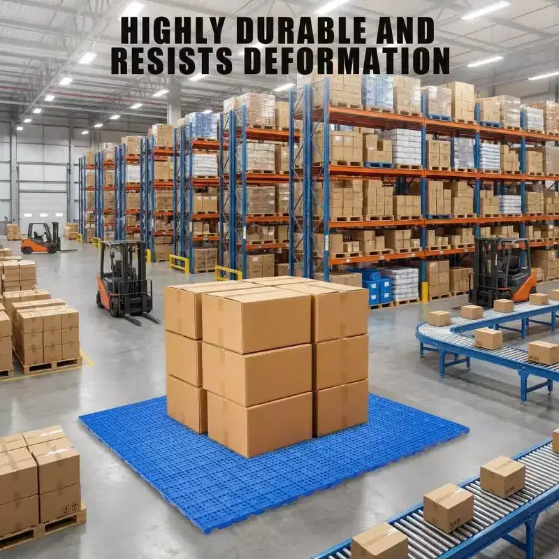 6-Pack Nestable Stackable Plastic Pallets, Stackable & Interlocking, Non-Slip & Ventilated for Warehouse, Garage