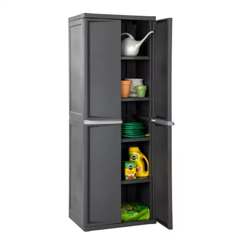 Sterilite 2 Pack Adjustable 4-Shelf Garage Storage Cabinet Bin Organizer, Gray