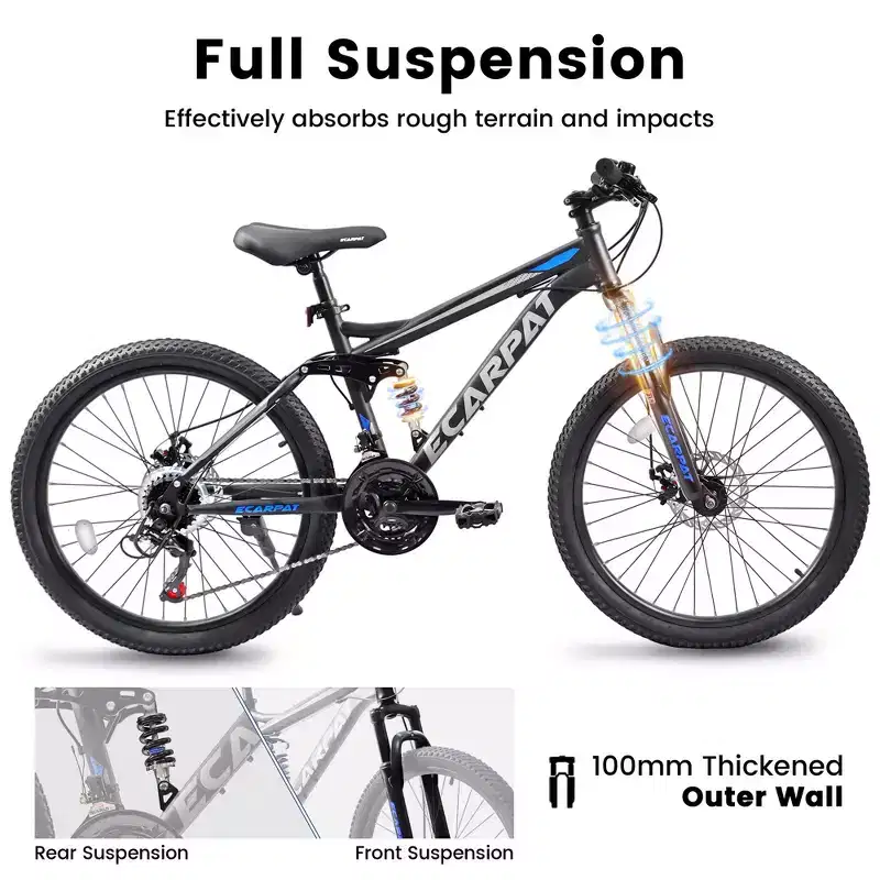 Okak 26IN Mountain Bike with Disc Brakes, 21-Speed Adult Bike with Durable Frame and Rear Dual Absorption, Bicycle for City Road Cycling