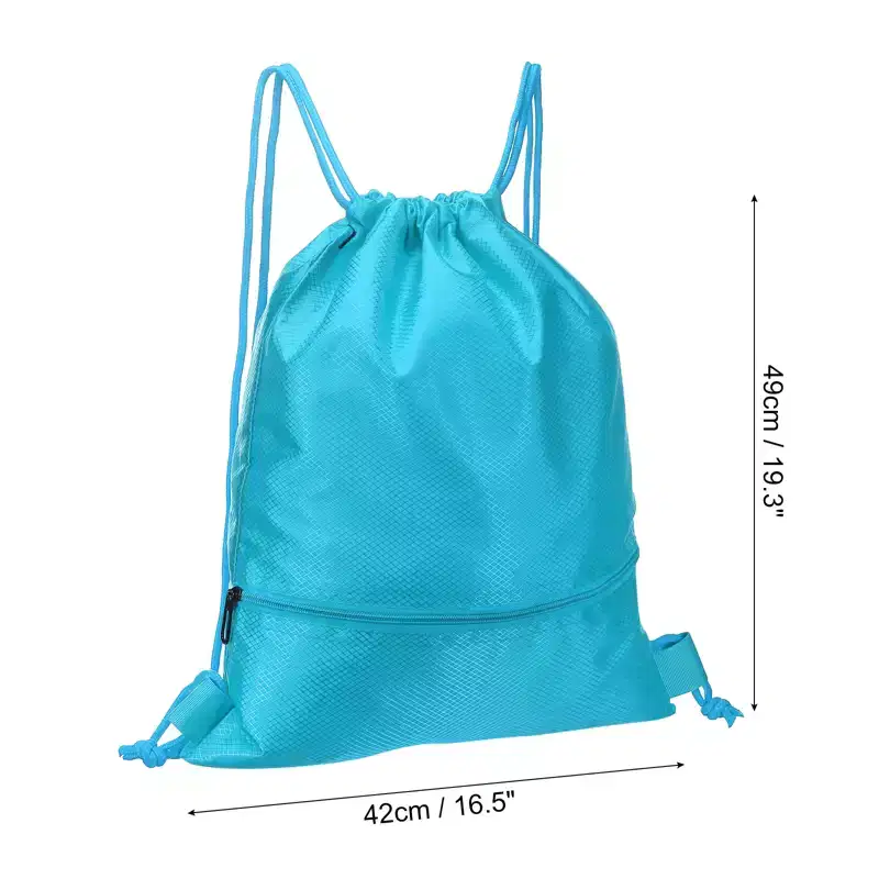 Unique Bargains Waterproof Adjustable Zip Pocket Drawstring Backpack Bags for Women Men