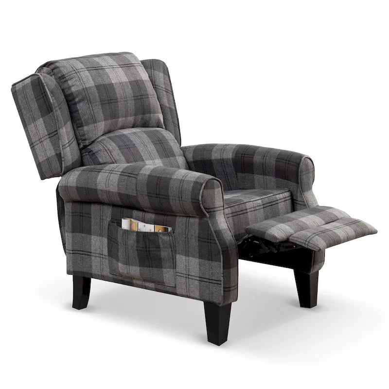 HOMYKA Polyested Upholstered Pushback Recliner Accent Chair Wingback Armchair
