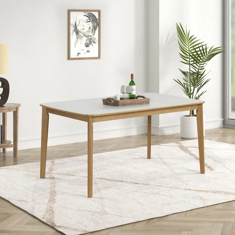 6-piece Rectangular Dining Table Set with 4 Upholstered Dining Chairs and Bench Modern Casual Dining Table Set for Kitchen