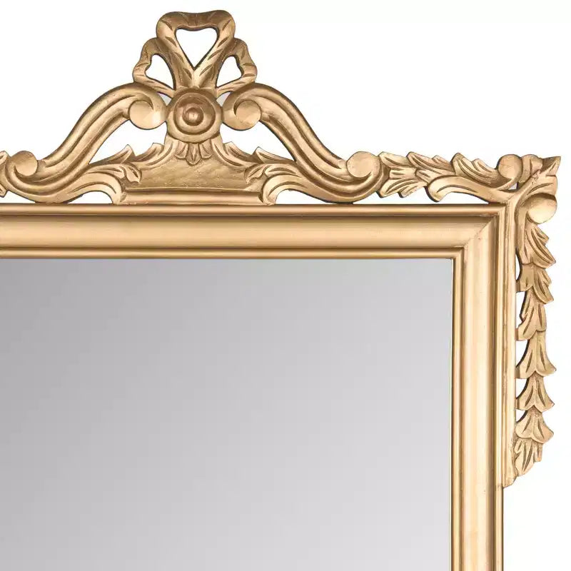 Pediment Wall Mirror 31 x 47, Gold MDF Frame, Elegant Decorative Mirror