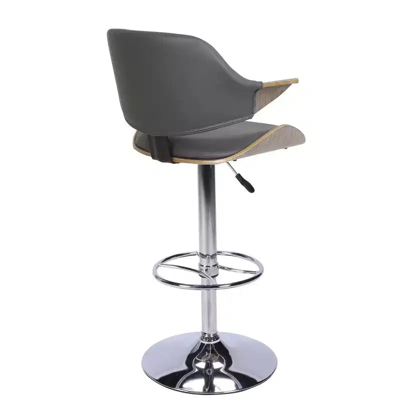 Curved Back Pneumatic Adjustable Bar Stool, Height-Adjustable Swivel Seat