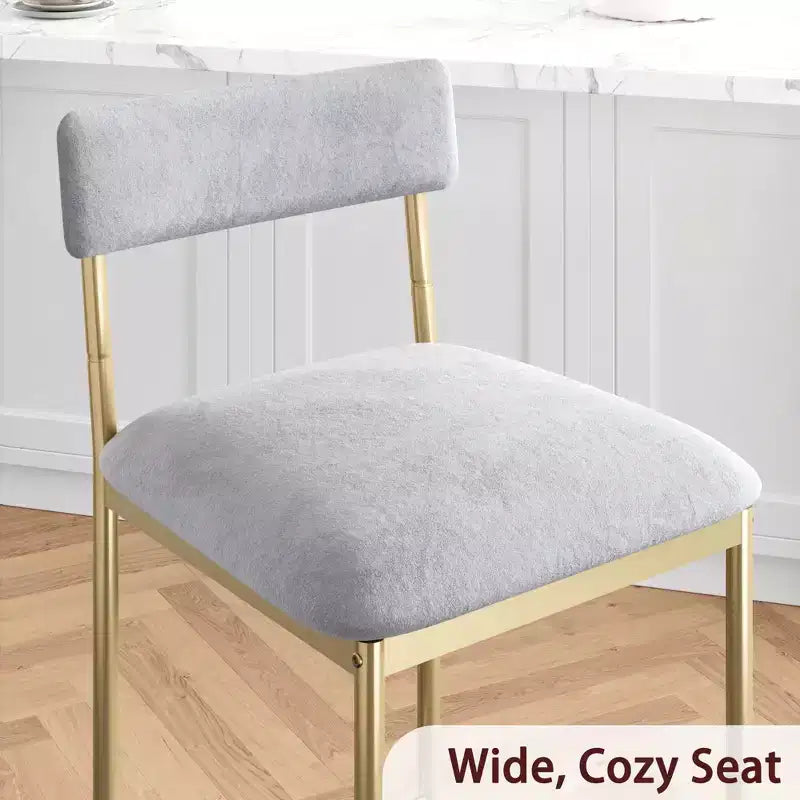Bar Stools Set of 2, Kitchen Bar Stools with Footrest, 25.5 Inches Upholstered Bar Chairs with Back, 2 Counter Height Barstools for Counter Bar