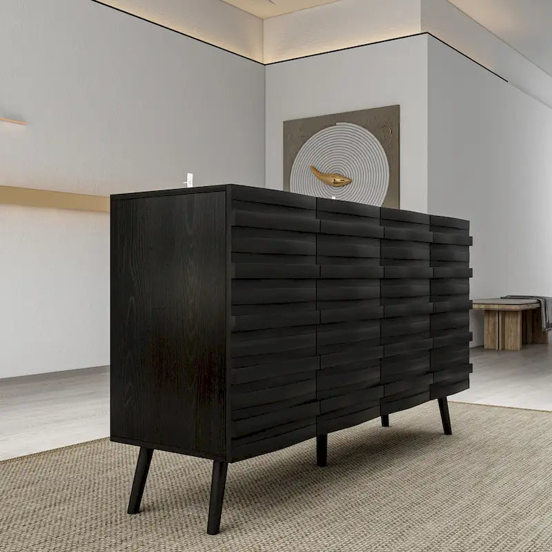 Sleek Black Buffet Cabinet Home Decor Console Table Side Table Wood